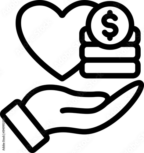 Donation Payment Line Icon