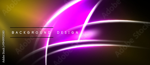 Abstract neon lines create dynamic background. Gradient colors blend, forming modern visual effect. Text reads background design.