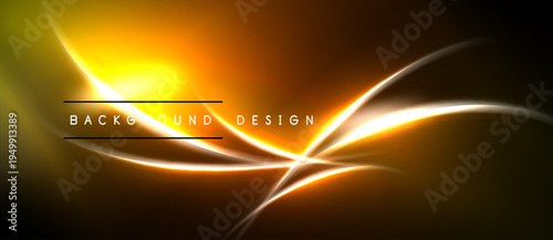 Abstract orange glow. Dynamic lines intersect, creating bright visual effect. Background features text background design.