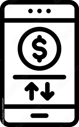 Mobile Banking Line Icon