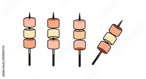 Marshmallow Skewer Line art contemporary abstract color vector