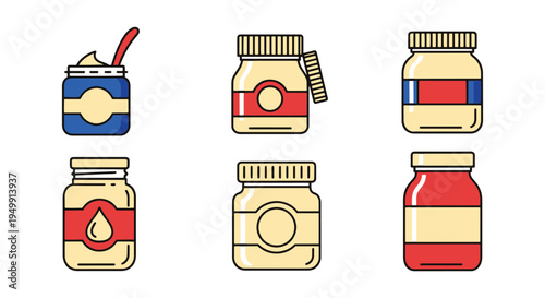 Mayonnaise Jar Line art vector soft colorful abstract illustration
