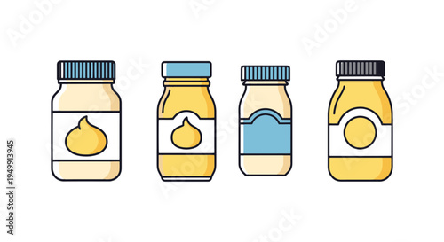 Mayonnaise Jar Line art vector dynamic fluid abstract color illustration