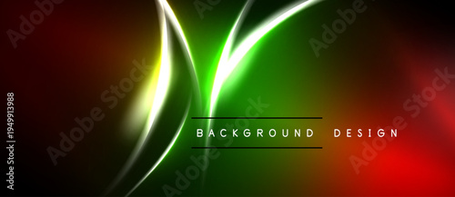 Abstract neon lines create vibrant background. Green, yellow, red hues blend smoothly. Modern design element for digital projects.