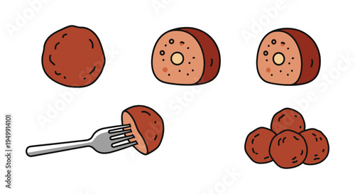 Meatball Line art vector set minimal abstract modern style