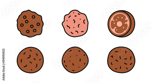 Meatball Line art vector set vivid abstract tone