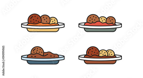 Meatball Plate Line art vector dynamic modern artistic abstract illustration