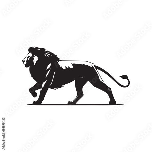 walking lion silhouette vector