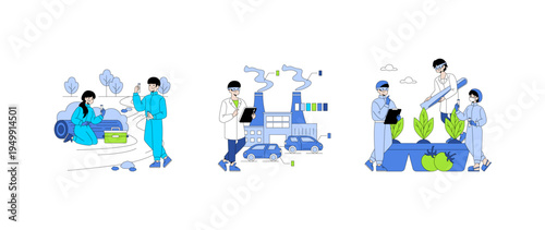 Scientists Conducting Environmental Research Vector Illustration