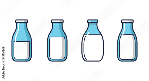 Milk Bottle Glass Line art creative modern abstract color vector