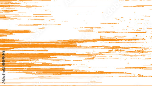 Orange grunge texture with horizontal lines on white background abstract design element