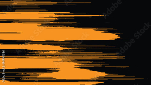 Orange and black abstract background with horizontal streaks and lines pattern texture