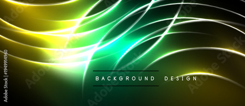 Abstract vibrant lines create dynamic energy. Green, yellow hues blend, forming modern background design. Light streaks suggest movement.