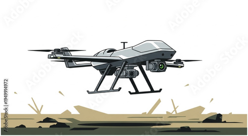 Illustration of a Modern Military Drone in Flight.