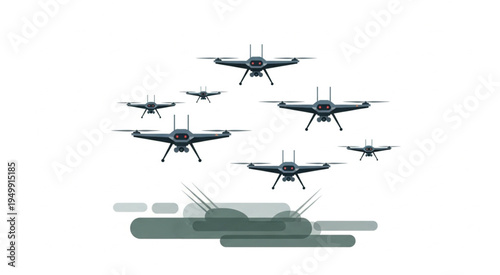 Formation of fighter jets flying in the sky.