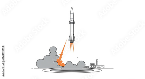 Rocket Launch Illustration - A Symbol of Space Exploration and Innovation.