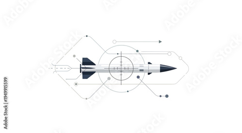 Detailed Blueprint of a Guided Missile with Technical Specifications.
