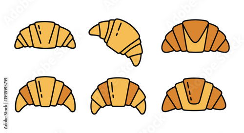 Mini Croissants Line art vivid abstract tone vector