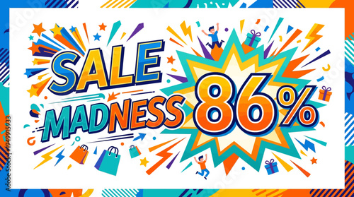 Sale Madness Banner 86% Off Discount Promotion