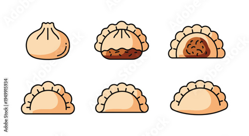 Mini Dumpling Line art vector minimal clean abstract illustration