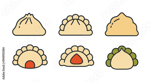 Mini Dumpling Line art vector minimal digital abstract color illustration