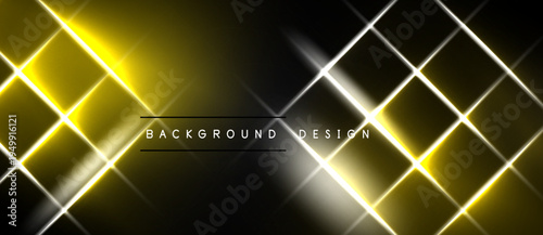 Dark background features bright yellow, white glowing lines forming diamond grid pattern. Text reads background design. Simple, modern aesthetic.