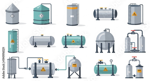 Diverse Collection of Industrial Storage Tanks and Vessels.