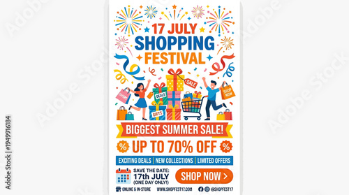 Colorful Shopping Festival Summer Sale Announcement