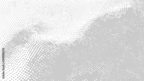 Halftone pattern with varying dot density and gradient effect on white and gray background