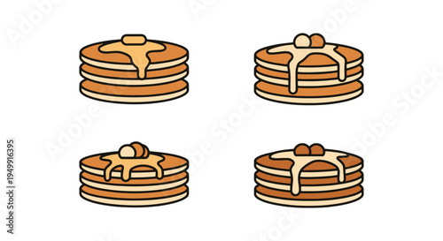 Mini Pancake Stacks Line art abstract modern color design
