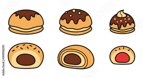 Mini Puff Line art vector set modern abstract concept illustration