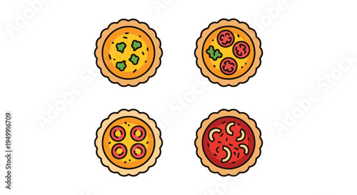 Mini Quiche Line art vector creative color harmony abstract illustration