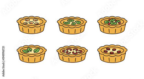 Mini Quiches Line art vector clean modern artistic abstract illustration