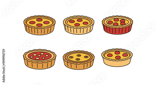 Mini Quiches Line art vector vivid abstract tone