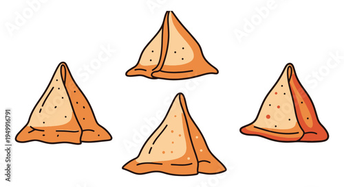Mini Samosa Line art vector soft pastel abstract illustration