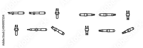 A collection of black and white line icons depicting seam rippers and