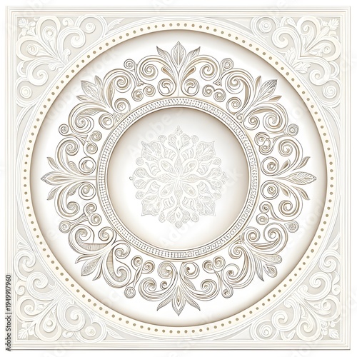 Round vintage lace frame with floral ornament