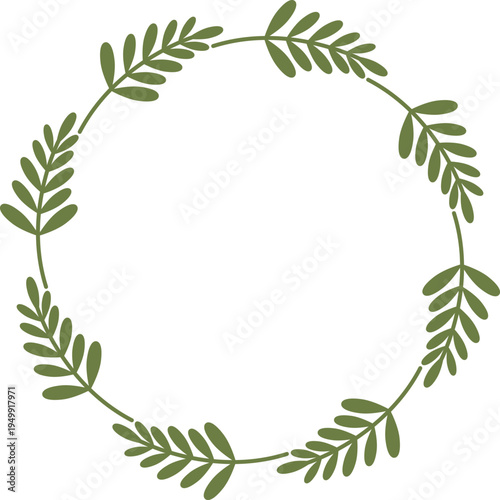 ミモザの葉っぱ円形フレーム