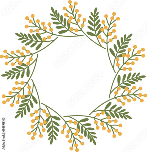 ミモザの円形フレーム