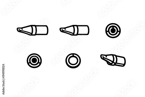 A collection of six minimalist line art icons depicting a fountain