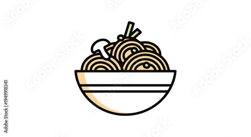 Miso Pasta Line art vector clean vibrant abstract color illustration