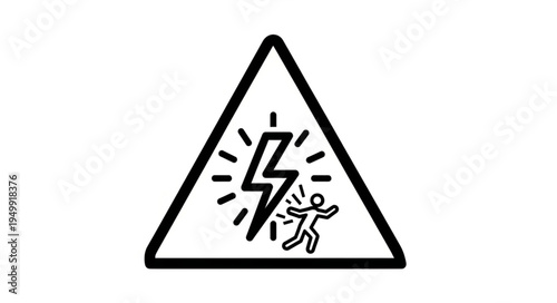 Electrical hazard warning symbol with lightning bolt and person icon.