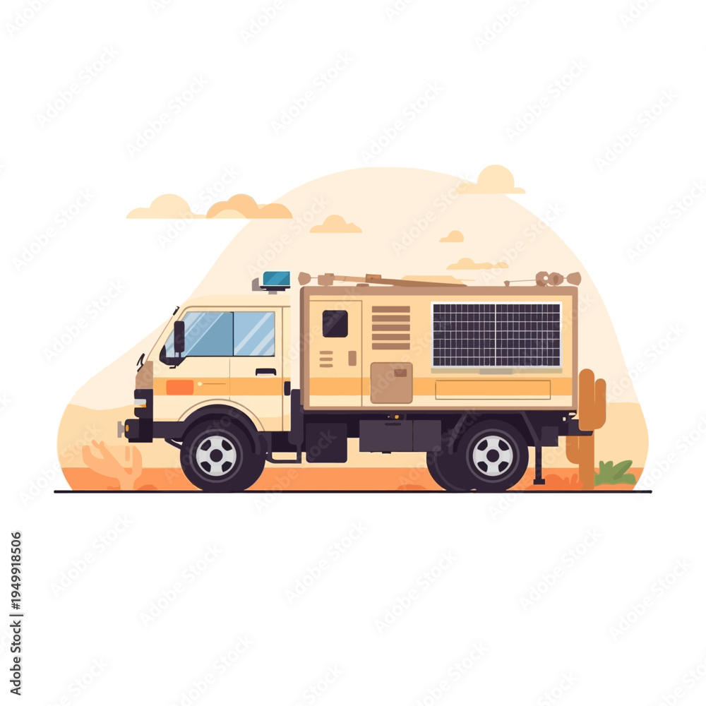 Obraz premium Illustration of a desert emergency response truck.