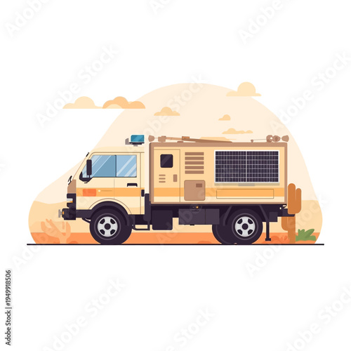 Illustration of a desert emergency response truck.