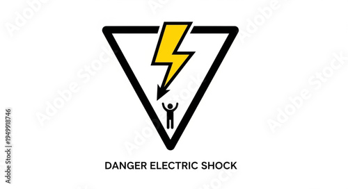 Danger Electric Shock Warning Sign with Lightning Bolt.