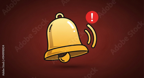 Golden Bell Notification Alert Symbol.