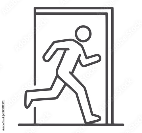 Outline Person Running Through Doorway UI Icon for App UI