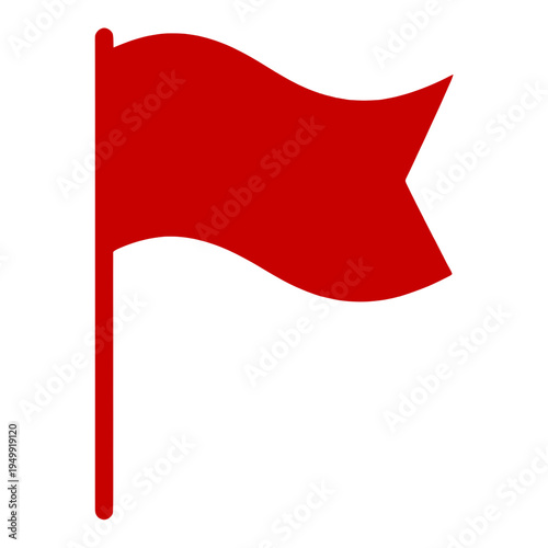 Red Waving Flag on Pole UI Icon for App UI