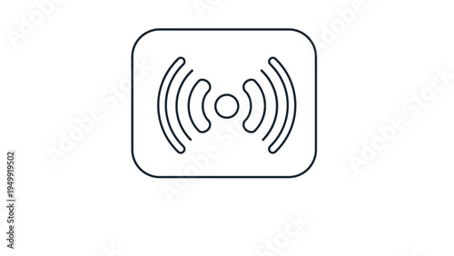 Wireless signal and Wi-Fi icon for internet connection and networking technology concepts in a simple rounded square frame.