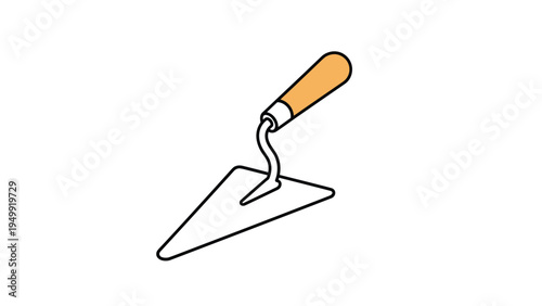 Hand tool for masonry and construction featuring a metal trowel with a wooden handle represents building, bricklaying, and home renovation work.